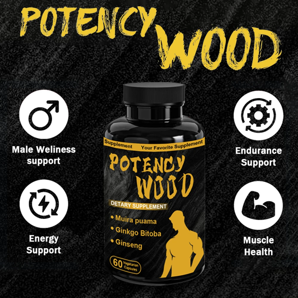 

Potency Wood Vitality Boost Capsules - Energy, Libido, Focus Supplement - Ginseng Ashwagandha, Herbal Supplements 60 Capsules