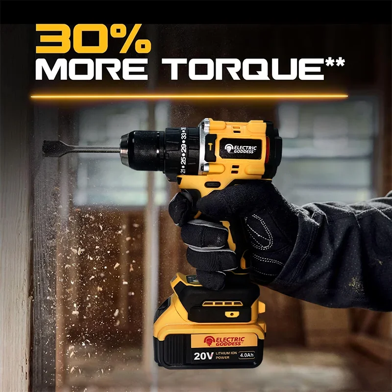 EGOD Brushless Electric Impact Drill DCD800 3 Gears 13mm Cordless Efficient Electric Screwdriver Fit Dewalt 20V Battery