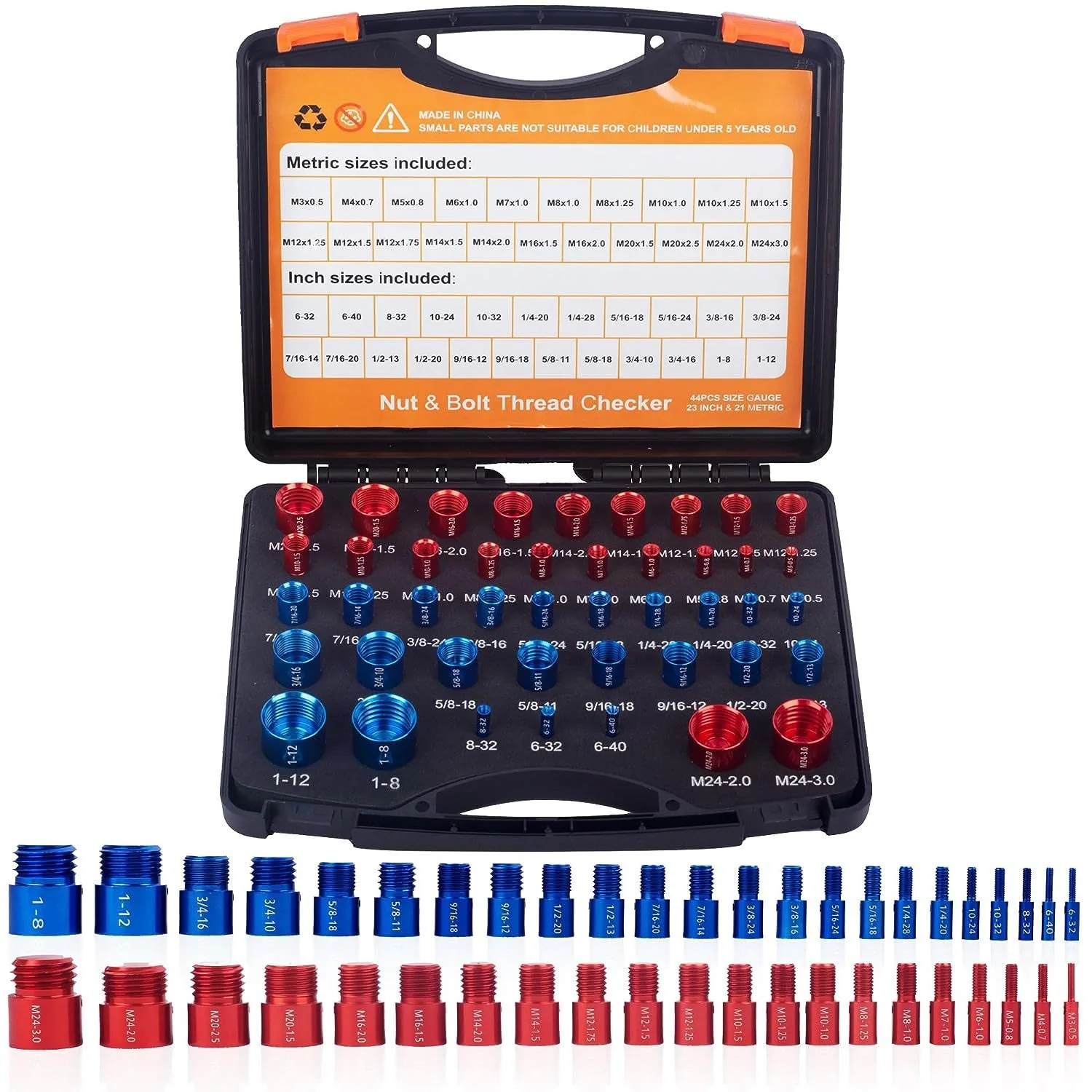 

Screw Nut, Thread Checker, Gongzi Gauge, Metric and British 44-piece nut checker