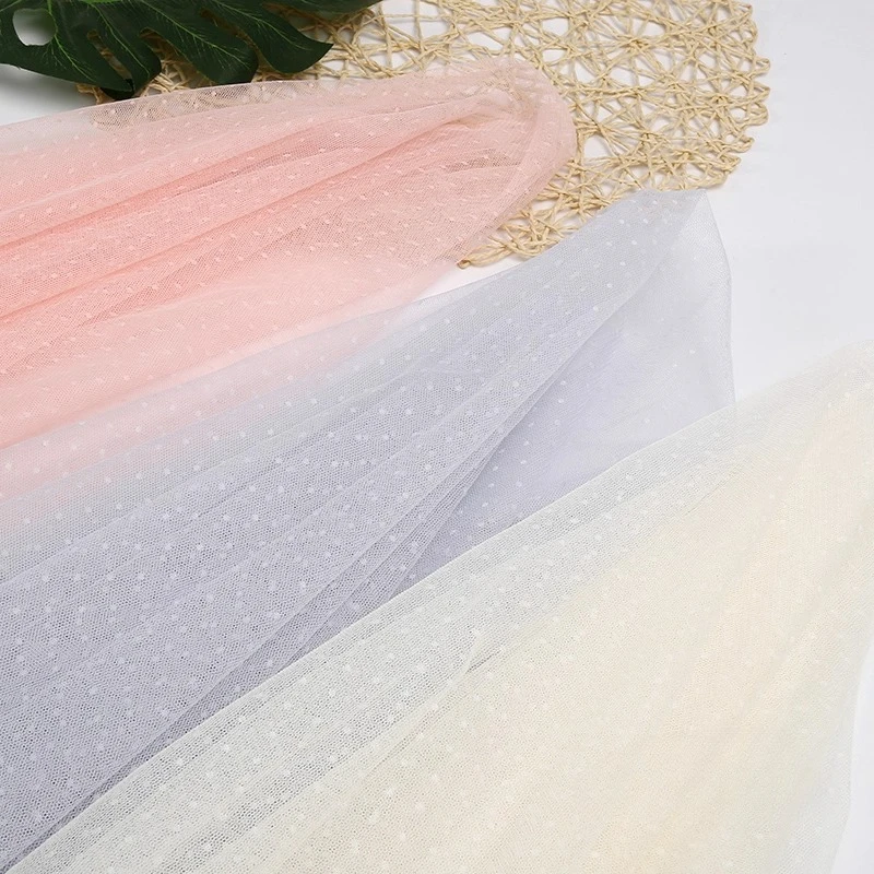 

Прозрачная кружевная ткань в горошек для платья, базовые слои, летняя женская модная одежда, материал для шитья своими руками, ткань на метр