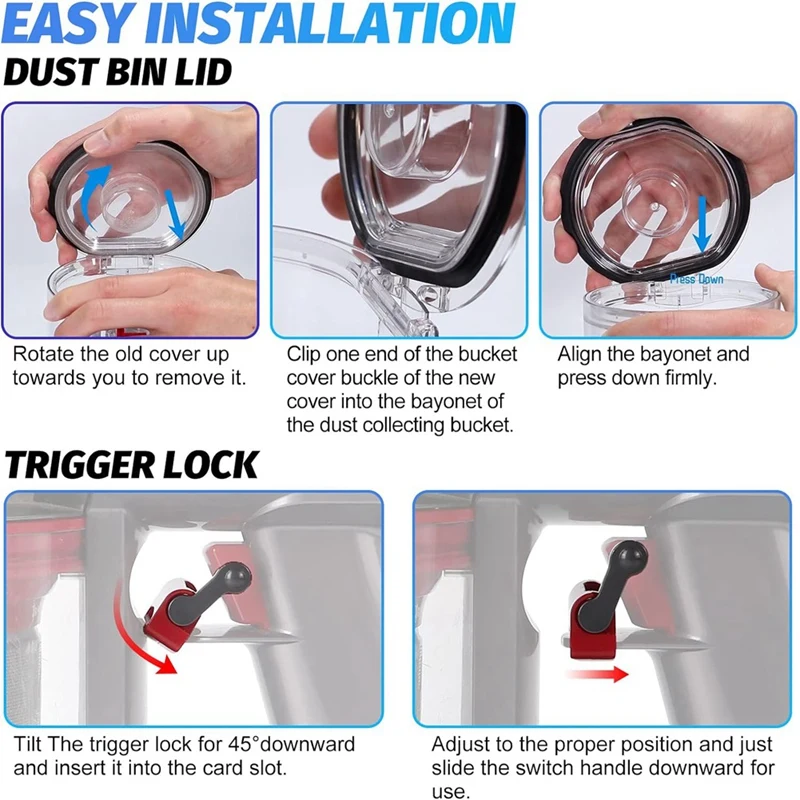 ฝาถังดักฝุ่นฝาครอบสำหรับ Dyson V7 V8 SV11 SV10เปลี่ยนกระป๋องสูญญากาศพร้อมทริกเกอร์ล็อค