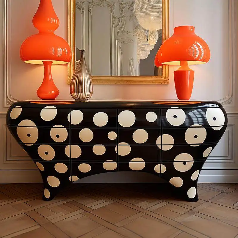 High-end creative large-capacity storage decorative cabinet, polka dot dining side cabinet