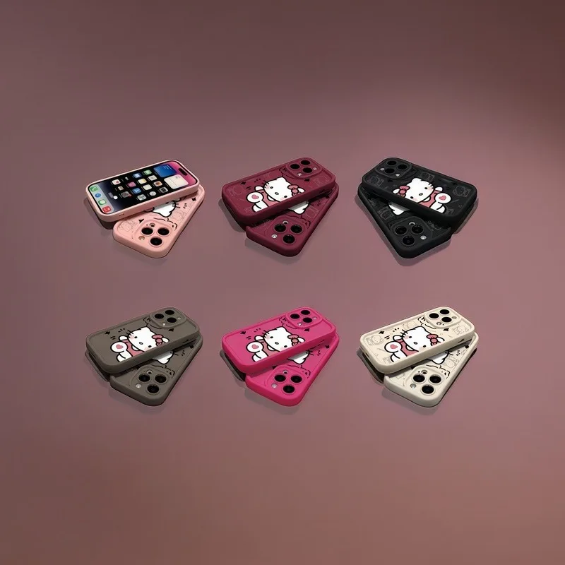 

Kawaii Sanrio Hello Kitty Silicone Case iPhone 15 14 12 13 11 Pro Max Cute Anti Drop Silicone Cover in A Variety of Styles