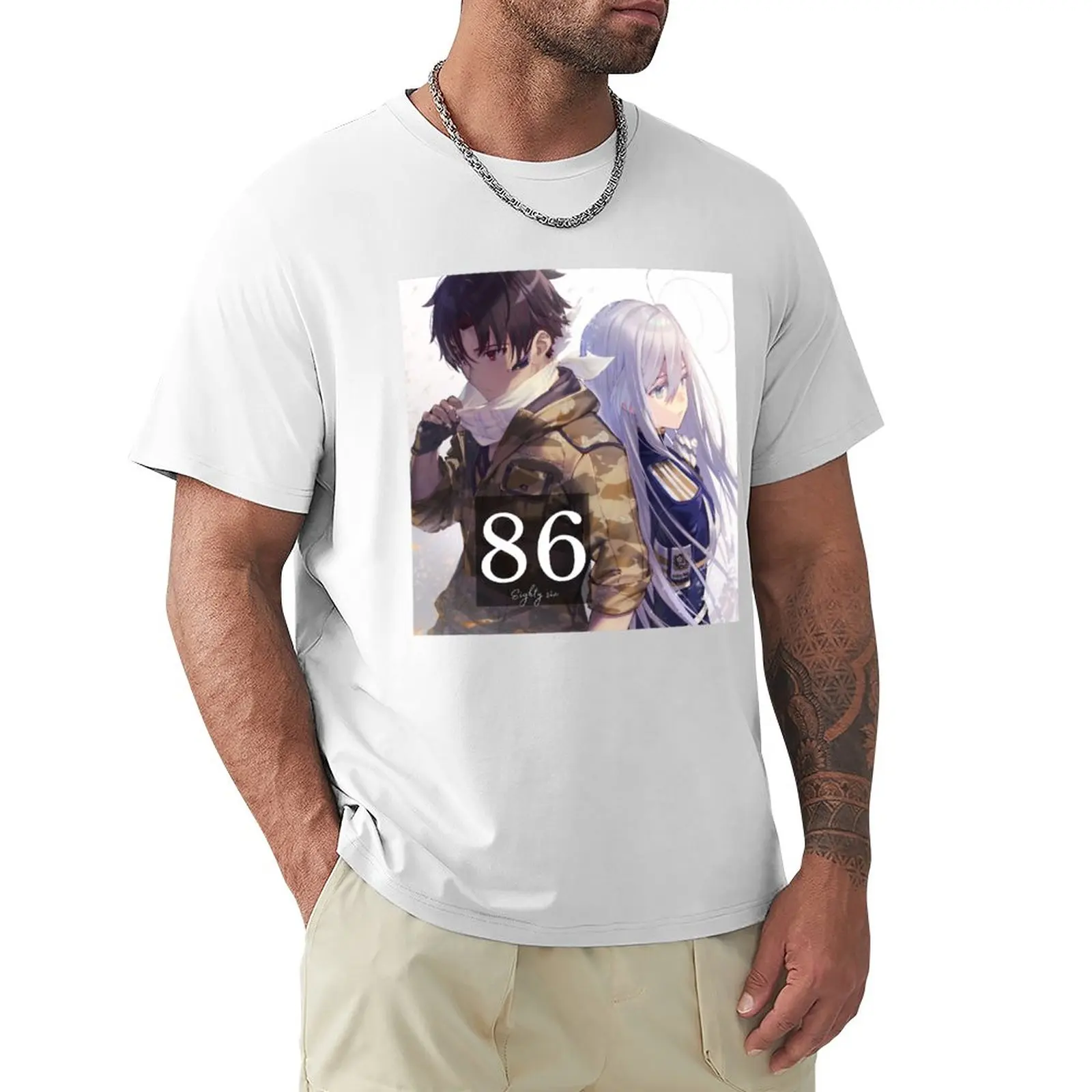 86 eighty six anime T-Shirt vintage Short sleeve tee customs workout shirts for men