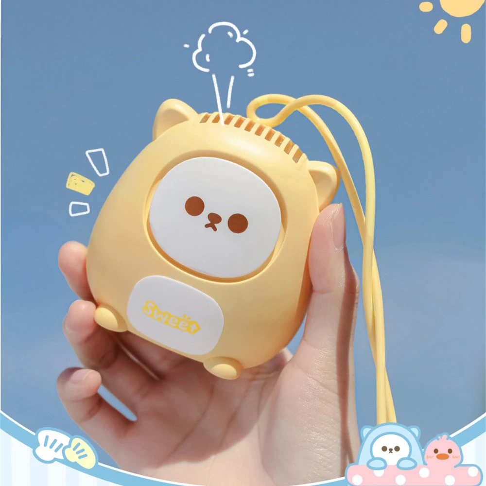 New Cartoon Neck Fan Portable Small Usb Interface Mini Handheld Blade Design Flower Mi Fans Comfortable Grip Cooling Appliances