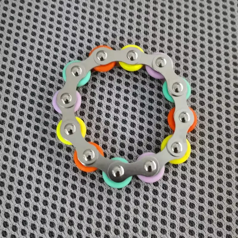 チェーン自転車型指先減圧器 - ローリング感覚フィジェットトイ、自閉症ストレス不安解消フィンガートイ、子供と大人向け