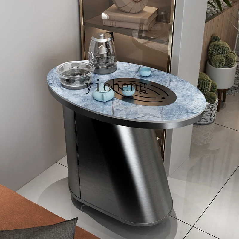 

luxury stone rock slab tea table light luxury minimalist tea table chair combination balcony kung fu bubble movable tea cart