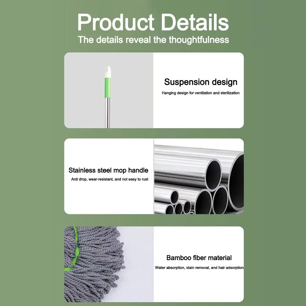 2-in-1 No-wash Wringer Dehydrated Mop 360° Rotating Adjustable Spin Mops Wet and Dry Dual-use Self-wringing Twisted Mop