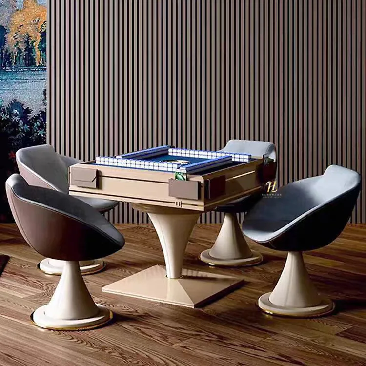 Automatic Mahjong Table, Silent Operation, Pink, High-End Design, Real Wood, for Home and Game Room, Elegant and Durable
