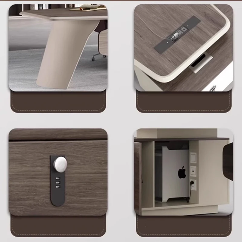 يتميز مكتب حديث مع الرئيس التنفيذي على شكل حرف L وأثاث مكتبي حديث #6