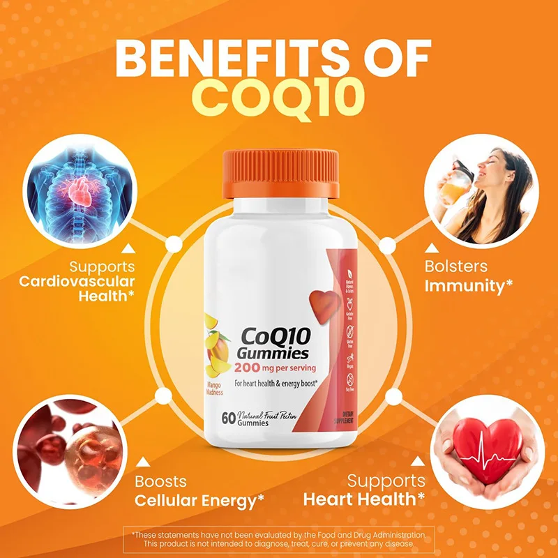 

200MG Coenzyme Q10 Gummies COQ10 Supplements for Heart Health Supporting Cardiovascular Health Immune and Energy