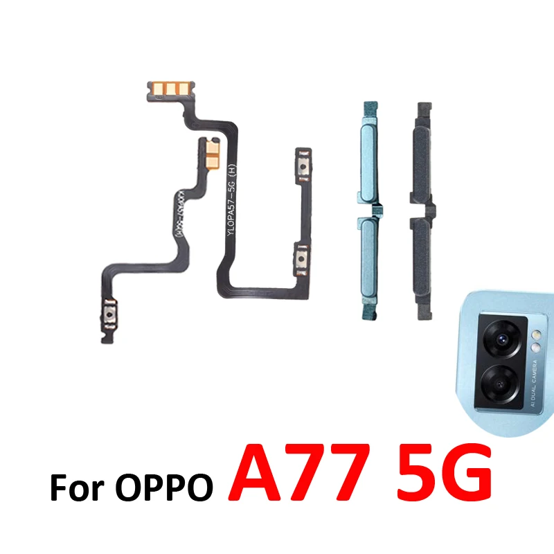 For Oppo A77 5G CPH2339 Phone New Volume Button Up Down External Key Internal On Off Power Flex Cable Repair Parts Black Blue
