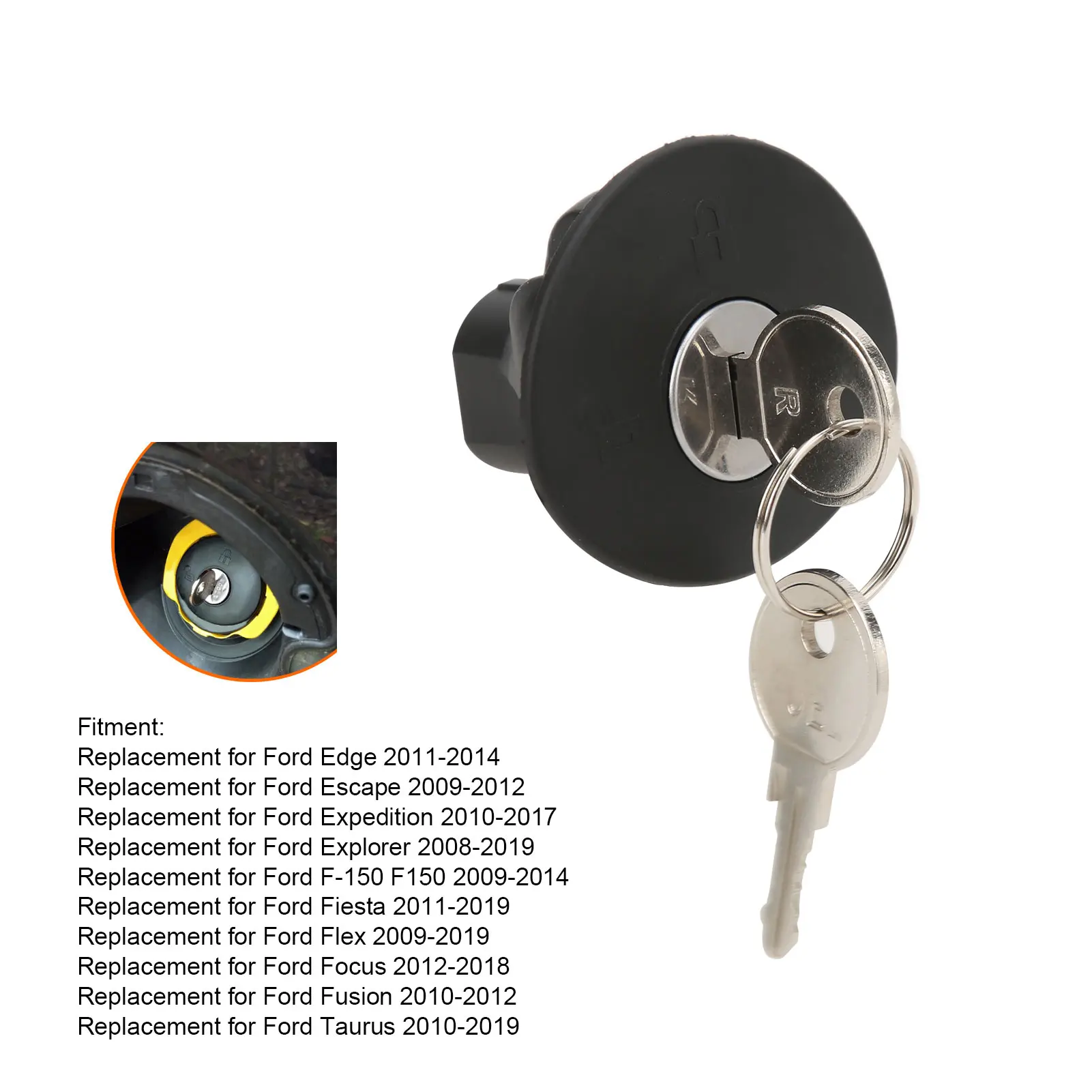 Locking Gas Tank Plug With 2‑Key 8U5Z‑9C268‑B Fuel Filler Cover Replacement For Ford Edge 2011‑2014