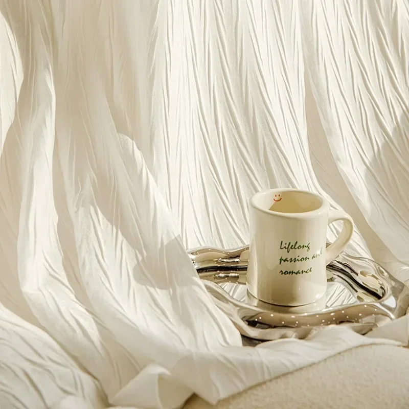 Simple French Dovetail Screen Curtain White Tulle Light And Opaque Thickened Light Luxury Living Room Bedroom Window Screen