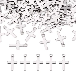 Pandahall 100Pcs Cross Shape Stainless Steel Charms Laser Cut Pendant For Handmade Bracelet Necklace Earring Jewelry Making Gift