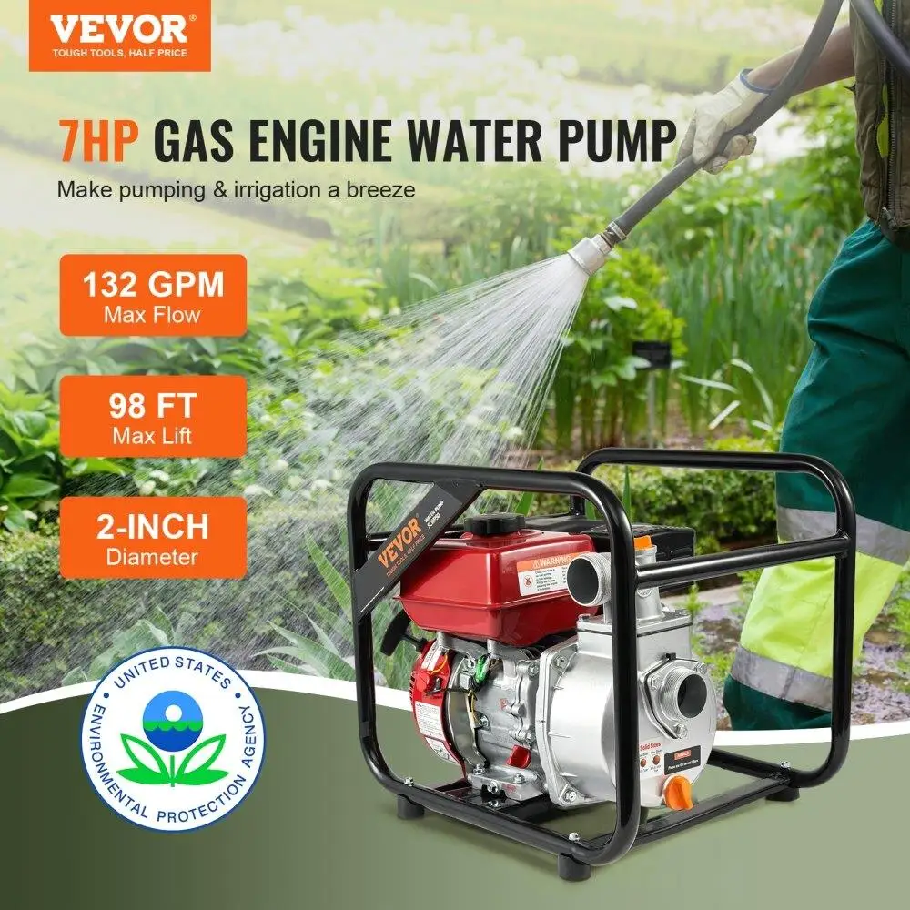 Gasoline Engine Water Transfer Pump 2 Inch  Portable 4 Stroke Water Pump for Irrigation and Drainage
