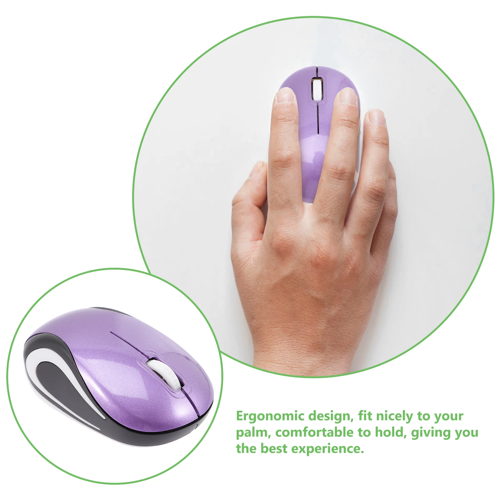 

1pc Wireless Mouse Small Cordless Laptop Travel Office Silent Mini Portable USB Receiver 24GHz Reliable Computer Gaming