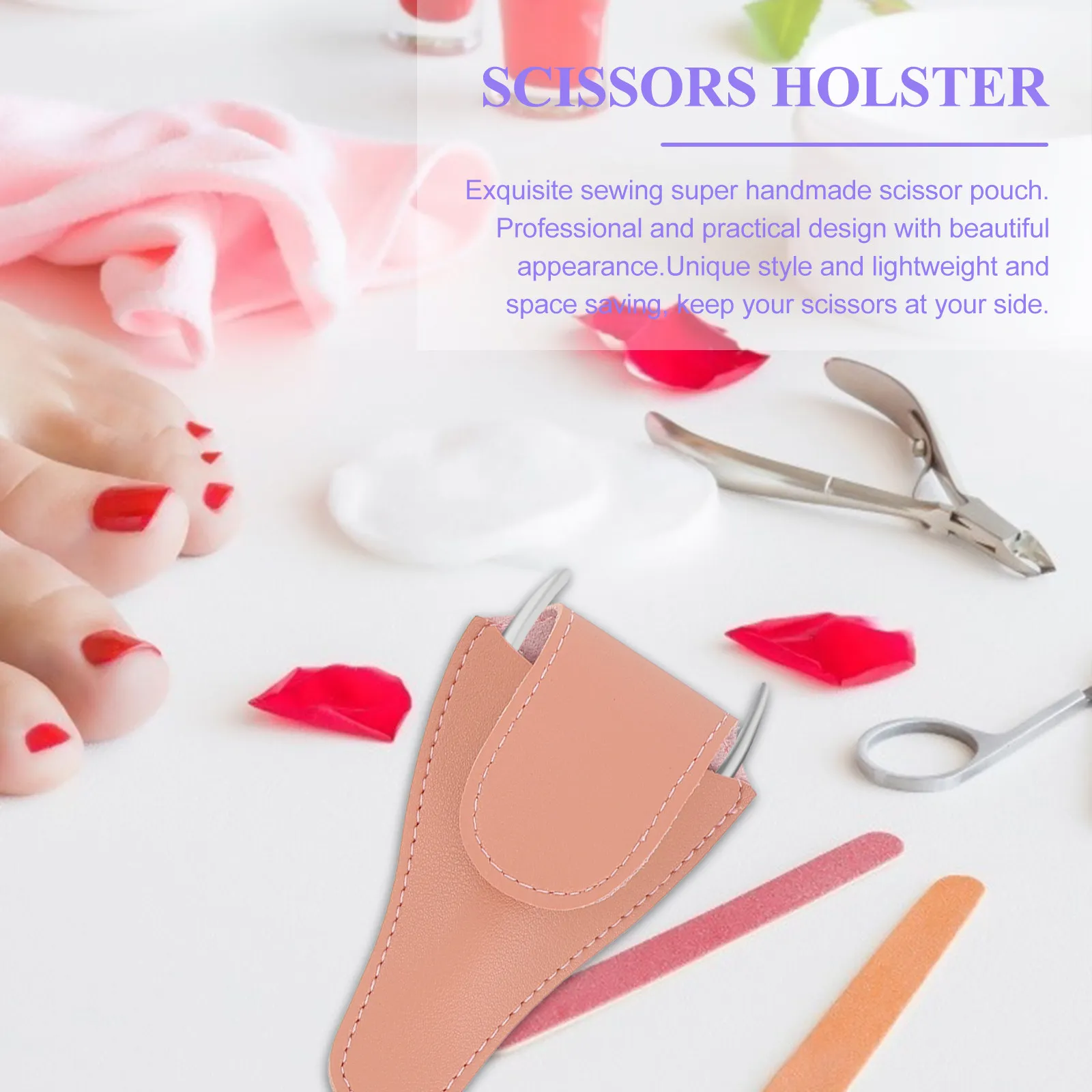 5Pcs Exquisite Handmade Nail Scissor Bag Scissor Pouch for Manicure Cuticle Scissors Grooming Kit Storage Holder Space