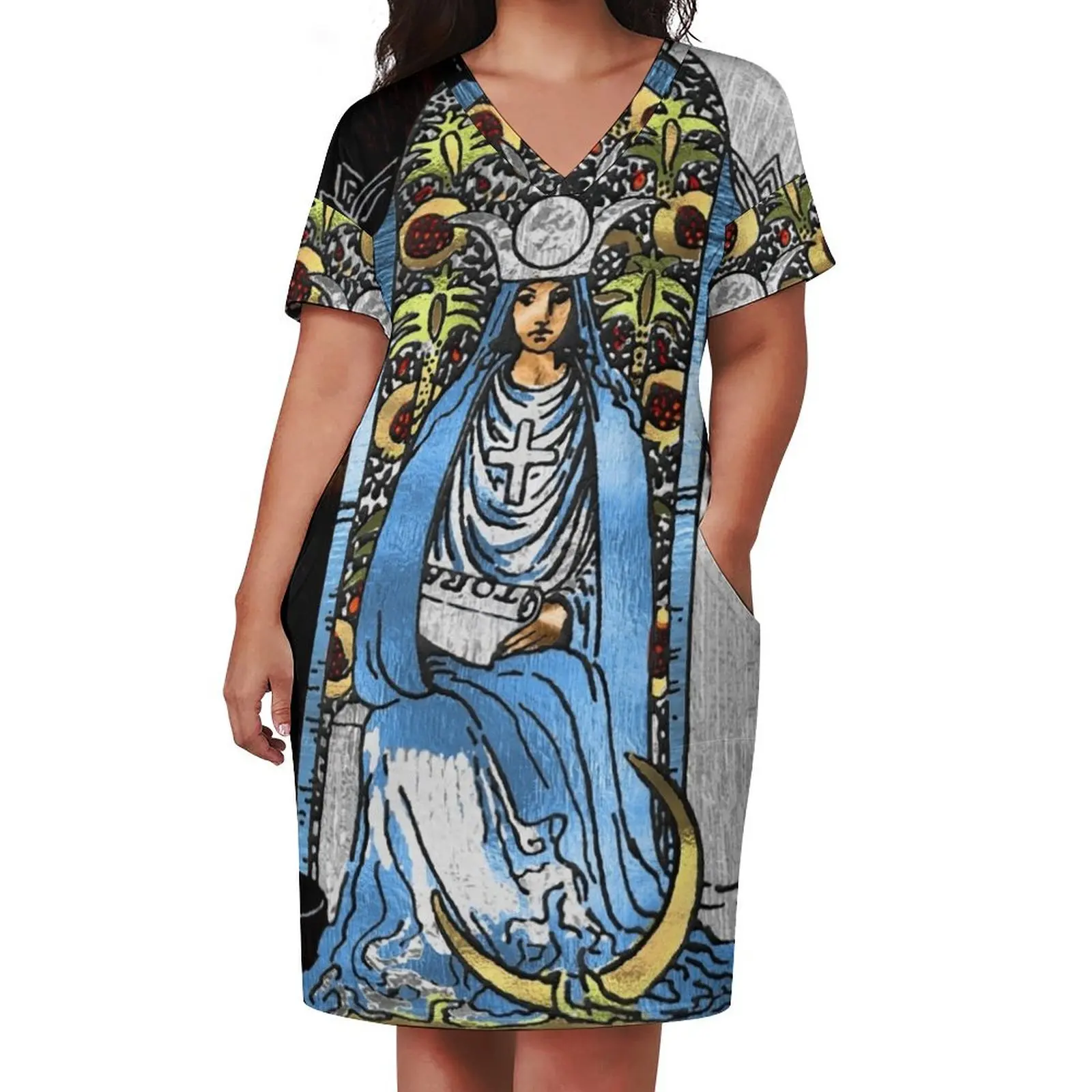 Tarot Gold Edition - Major Arcana - The High Priestess Loose Pocket Dress Long dress woman long dress women