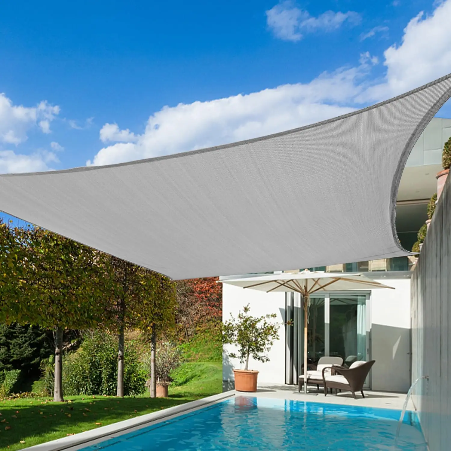 

Солнцезащитный тент-парус прямоугольный серый 16'x20' с защитой от УФ-лучей для патио, сада, двора, сверхпрочный, воздухопроницаемый