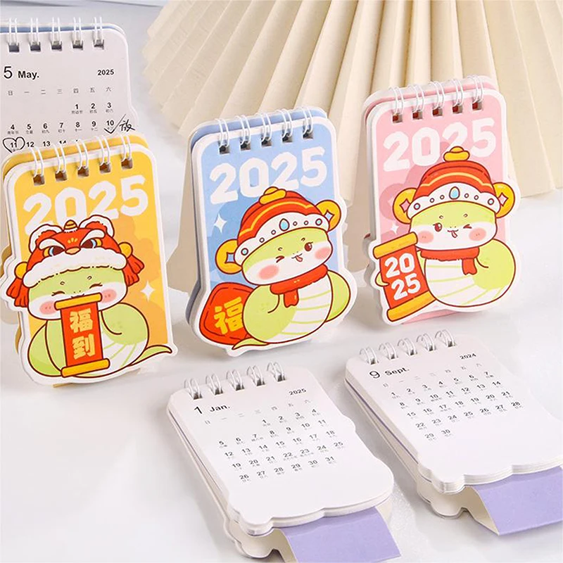 Mini calendario de escritorio creativo para decoración de escritorio de estudiantes, calendario de mesa pequeño portátil con forma especial de dibujos animados, regalos