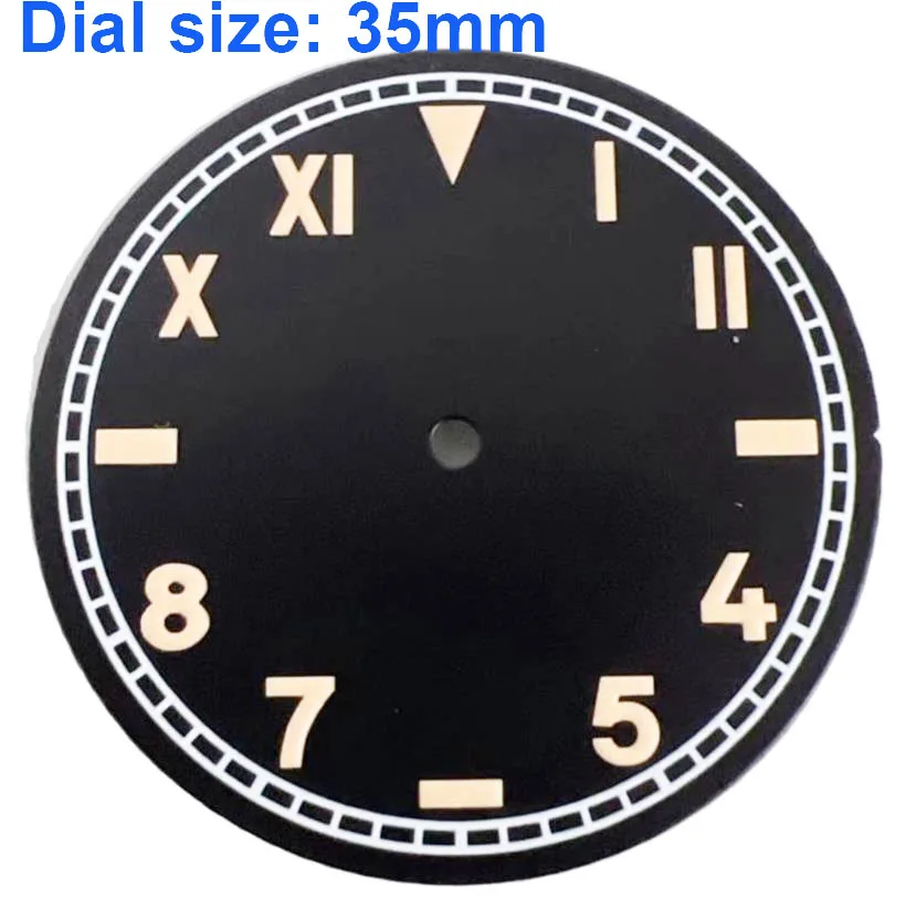 Quadrante dell'orologio da 35 mm Accessori per orologi adatti per il movimento giapponese NH35 NH36 4R35 4R36 4R36 7S26 7S36 Quadrante luminoso verde