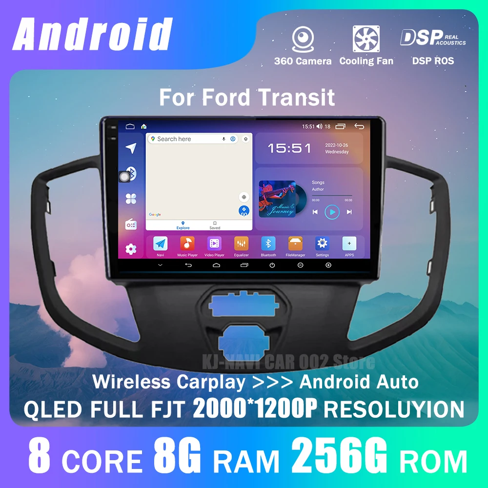 

Радио для Ford Transit 2015 2016 2017 2018 Android 14 Carplay автомобильный мультимедийный плеер интеллектуальная система автонавигация стерео