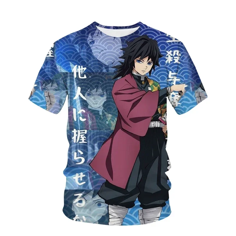 تي شيرت بأكمام قصيرة للأطفال قاتل الشياطين الأنيمي ، ملابس كارتونية تنكرية ، تي شيرت برسومات بنصل شبح ، الصيف