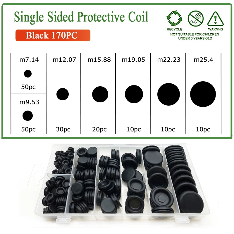 170pcs Rubber Grommet Assortment Firewall Hole Electrical Wire Grommet Gasket Kit for Wire Plug and Cable o ring