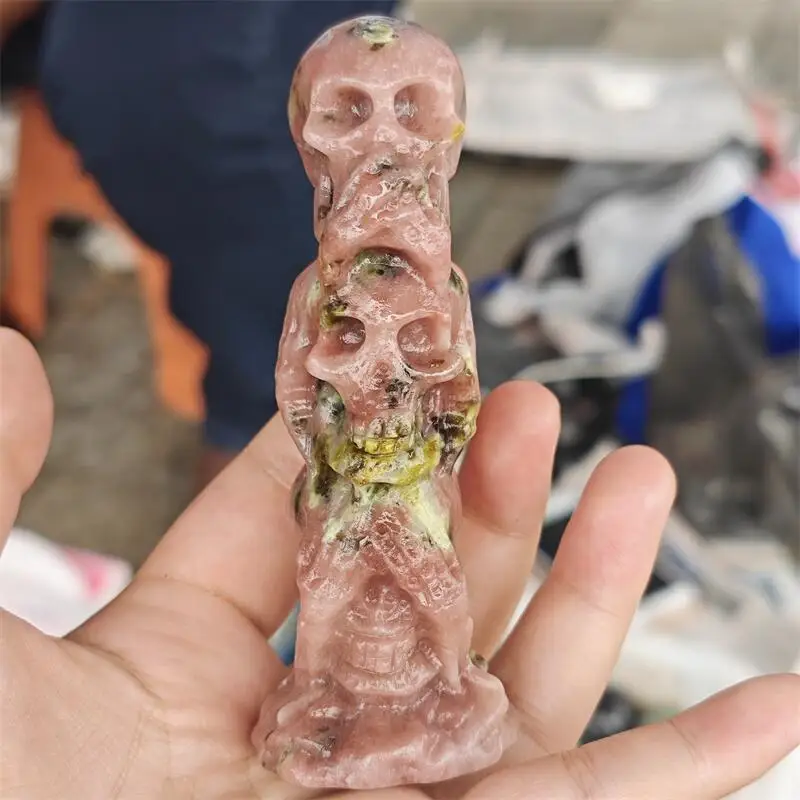 Torre de turmalina de flor de melocotón Natural tallada curativa Fengshui piedras preciosas decoración del hogar regalo de vacaciones 1 Uds