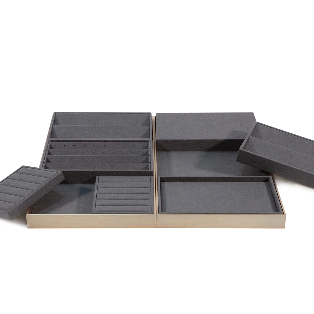 Custom Material Pu Leather Metal Paper Cardboard Microfiber Available Ring Necklace Bracelet Earring Holder Jewelry Display Tray