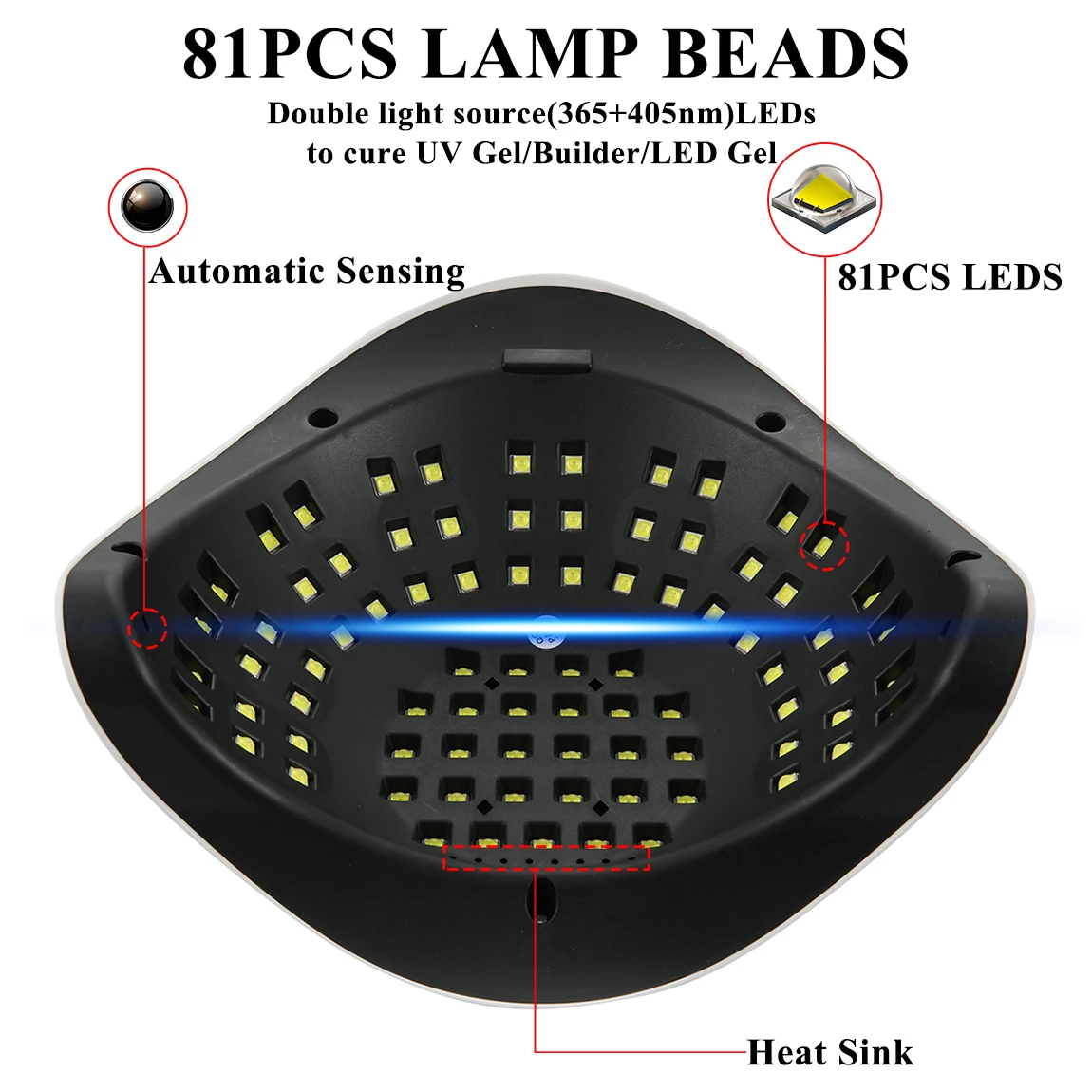 81 المصابيح المهنية مجفف الأظافر LED مصباح الأشعة فوق البنفسجية للأظافر هلام البولندية مجفف ضوء مسمار الفن اكسسوارات علاج هلام مسمار مصباح للأظافر