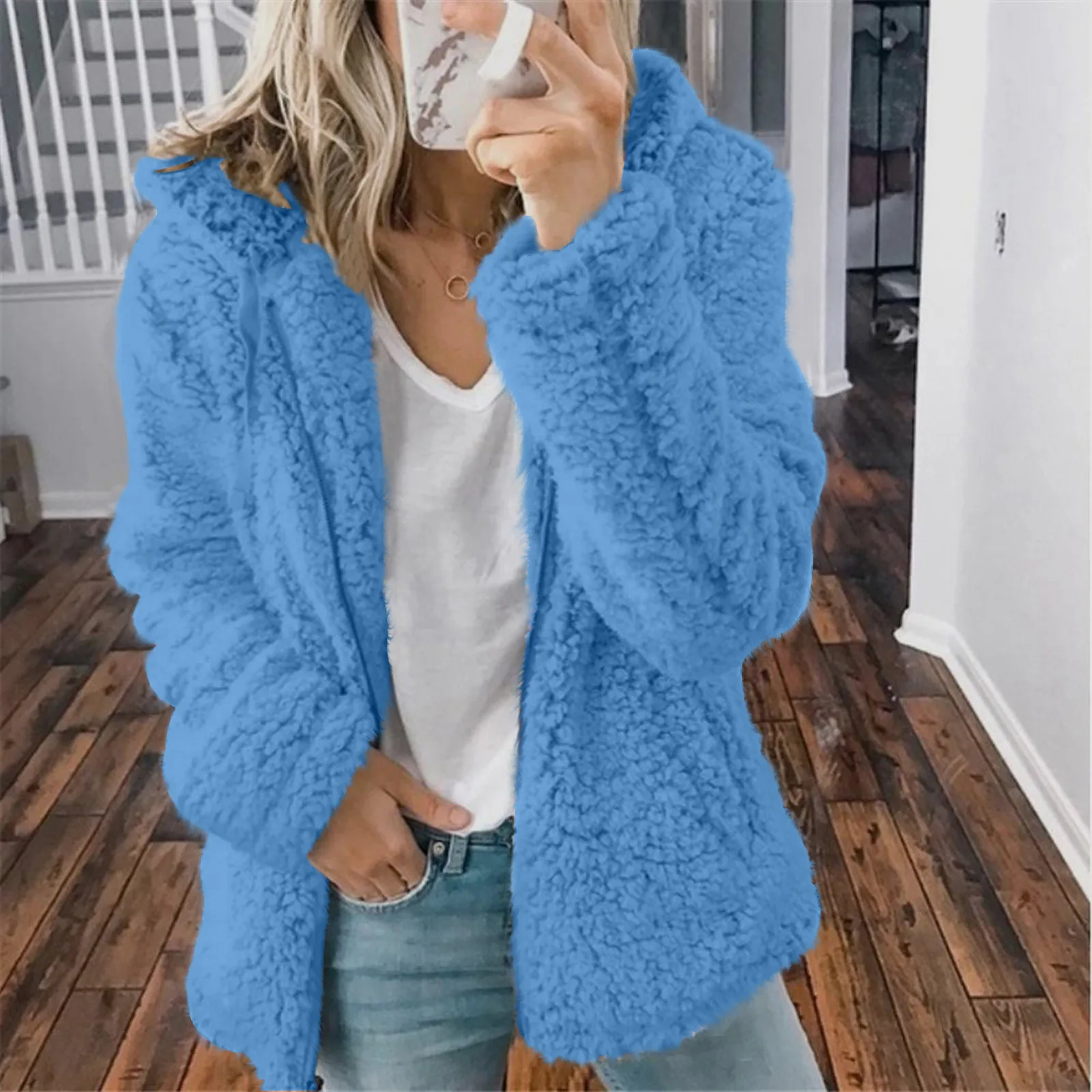 Winter Thick Warm Hooded Outwear Women Elegant Bear Teddy Faux Fur Coat Soft Fleece Jacket Female Pocket Zipper Coat Veste Femme