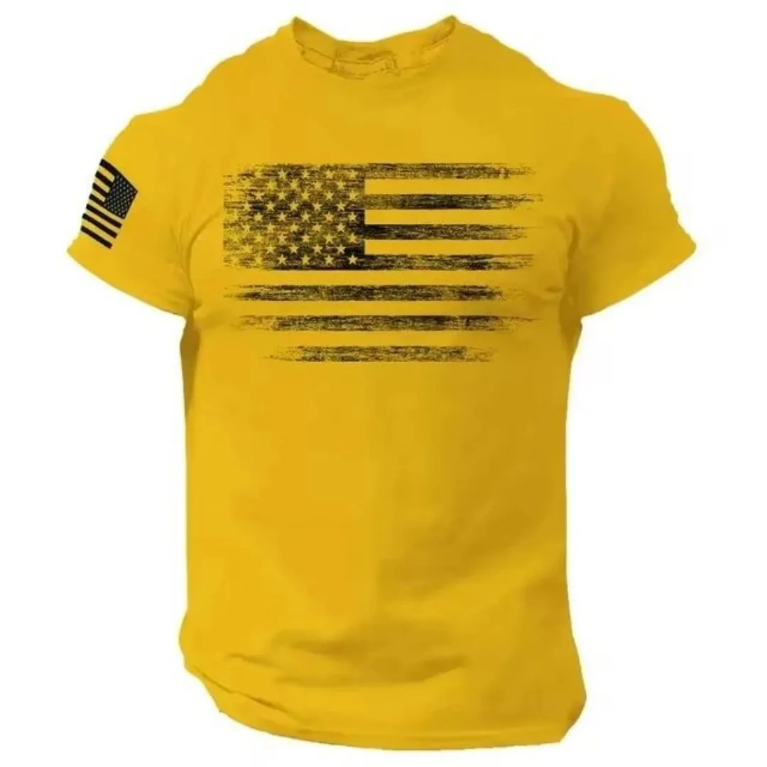 Neues Retro-T-Shirt mit amerikanischer Flagge, 3D-Druck, atmungsaktiv, schnell trocknend, für Herren, große Größen, Outdoor-Street-Fashion, Eltern-Kind-Kleidung – Detail 4