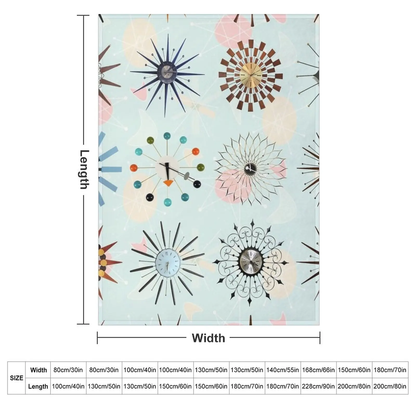 Atomic Starburst Clocks Throw Blanket For Sofa Thin Soft Plush Plaid Soft Beds halloween Baby Plaid on the sofa Blankets