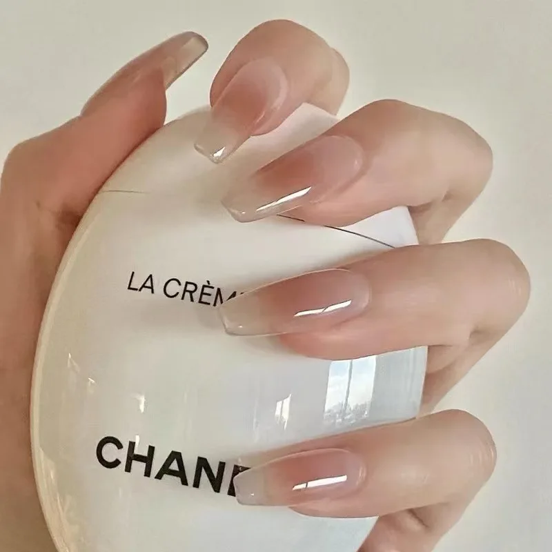 

24PCS Nude Ombré Press-On Nails – Long Square Shape With Blush Gradient Effortless Elegance False Nail For Women Girl
