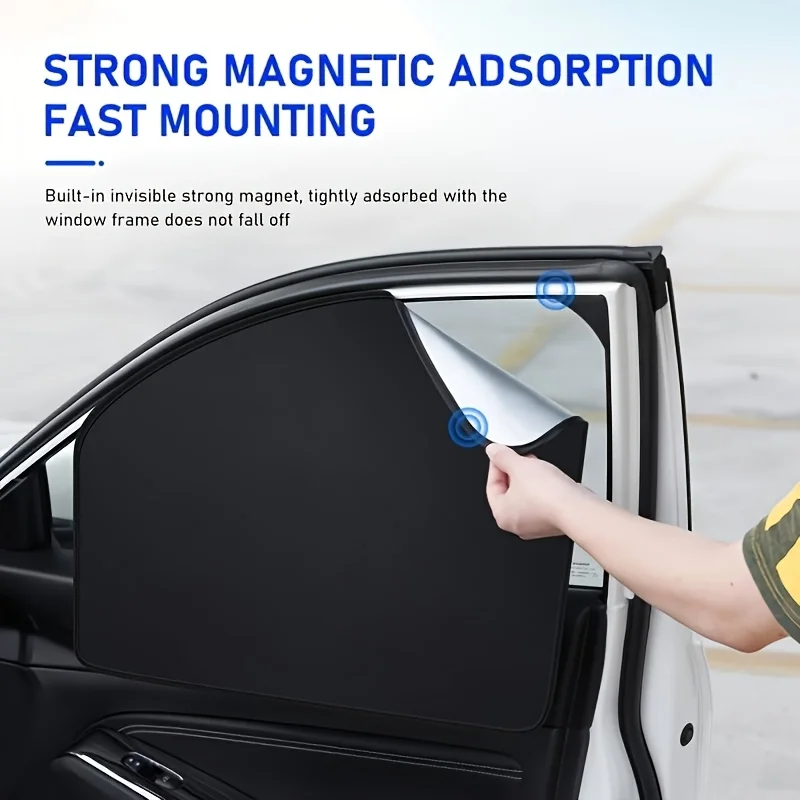 4 Pcs Magnetic Car Window Sun Shade Set, Foldable Side Window Sunshade, Easy to Install Privacy Block, Sun Blocker Sunshade, for