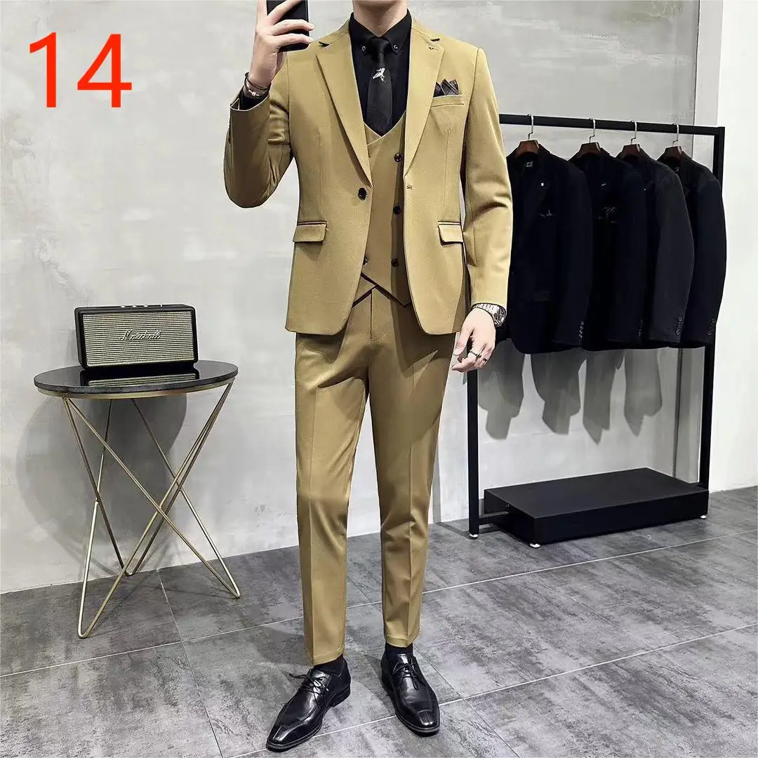 Traje 13 para hombre, traje de negocios de viaje de talla grande, traje de boda guapo británico de alta gama