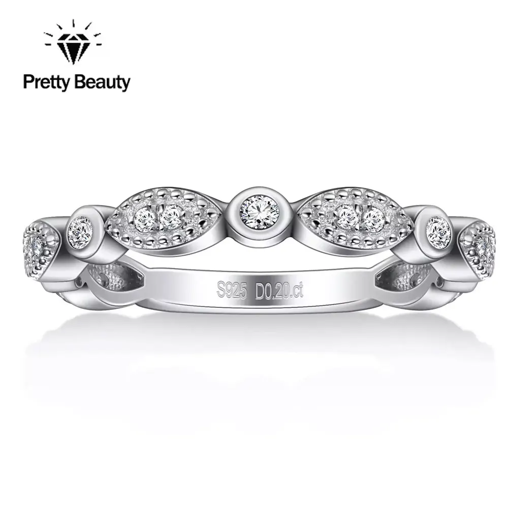 

Pretty Beauty Marquise Cut Moissanite Wedding Band S925 Sterling Silver for Women Diamond Ring White Gold Plated Fine Jewelry