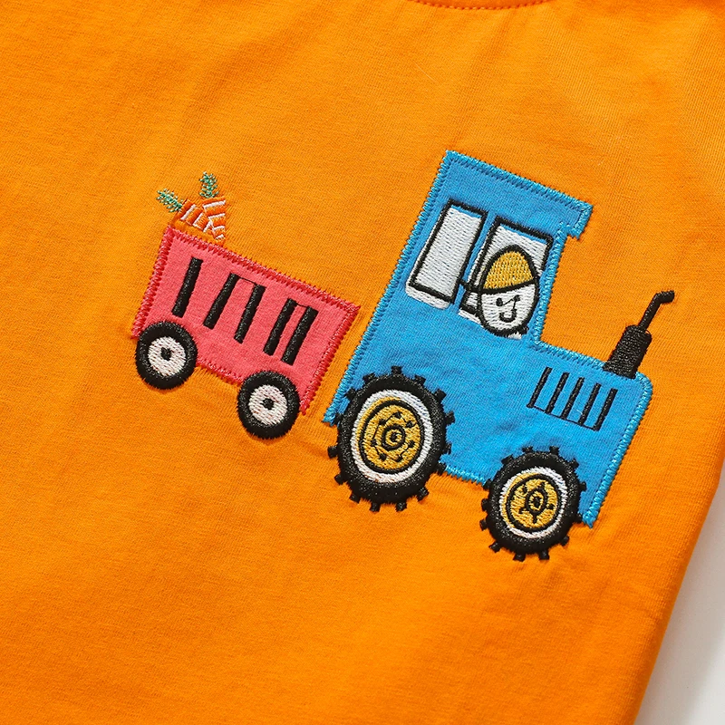 Little maven  Year of the Dragon 2024 Summer Young Children's Clothing T-shirts Cartoon Tractor Infant Baby Boys Kids Clothes