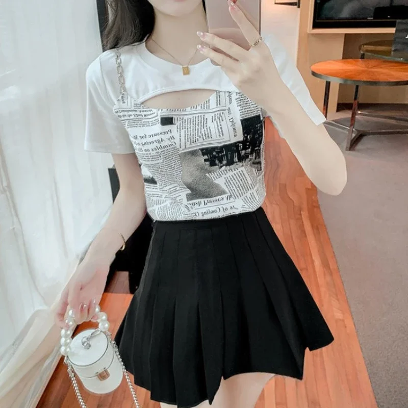 Women\'s T-shirt Short Sleeve Graphic Top Female Summer Outfit Coquette Clothes Sexy Y2k Korean Reviews Many Aesthetic Clothing