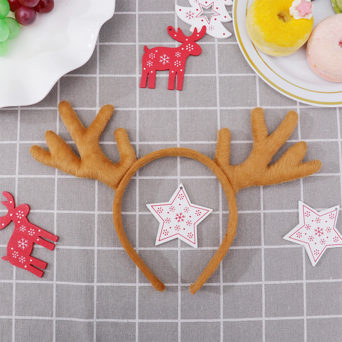 

Christmas Resin Light Brown Antler Hair Hoops Headband Party Festival Performance Hairband Christmas Hair Hoops