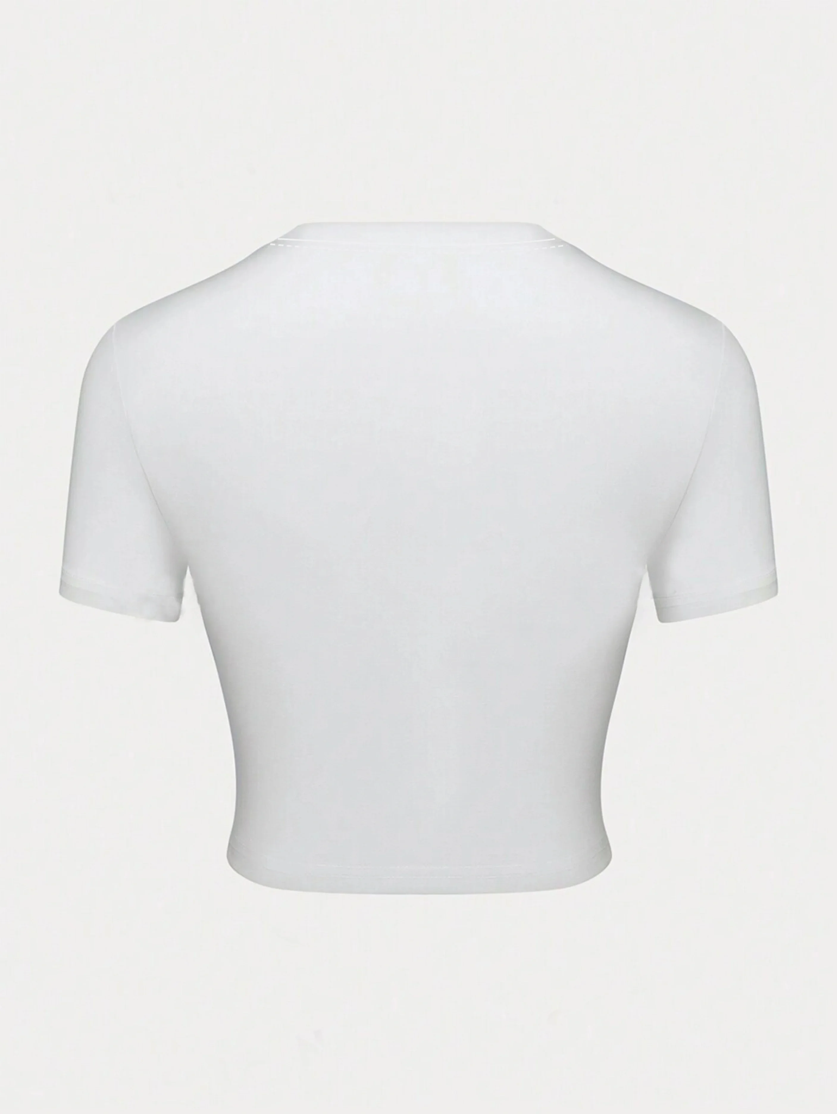 Camiseta de manga corta con cuello para mujer, máquina de mezcla de poliéster transpirable, Top corto con gráfico de corazón de San Valentín, ropa estética informal