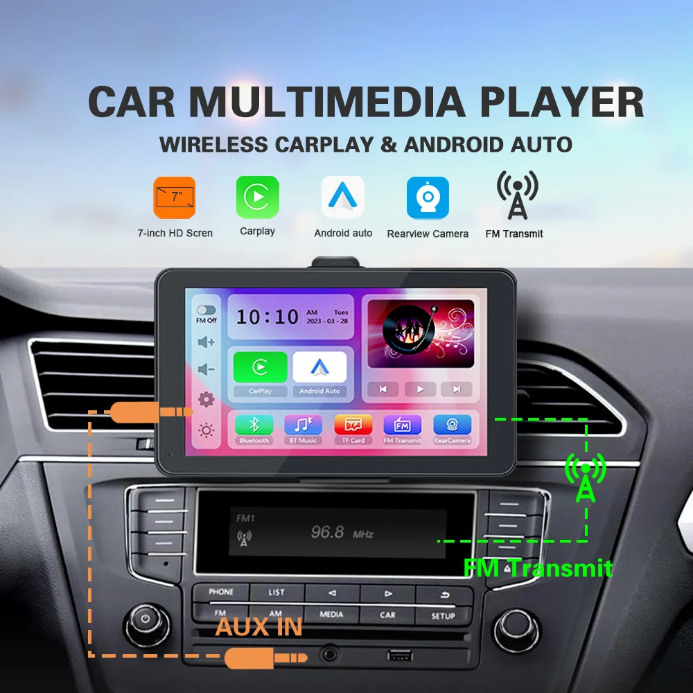 

Universal 7inch Car Radio Multimedia Bluetooth Touch Screen Video Player Wireless Carplay GPS Navigation carplay Android Auto
