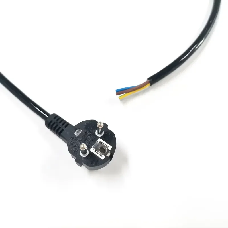 Black EU Plug Waterproof Power Cord 1m 3x1.5mm2 H07BQ-F 5cm Stripped End Extension Cord for Computer & Home Appliance
