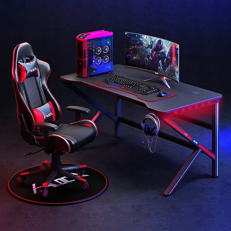 

Foreign Trade Black And Red Cool E-sports Table Desktop Computer Table Household Desk Integrated Game Internet Cafe E-sports Tab