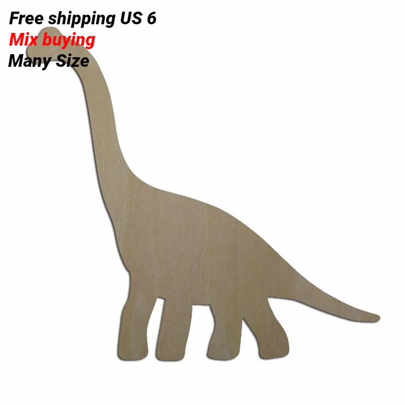 Unfinished Laser Cut Blanks for Embellishment Craft Supply, Wooden Animal Shape Wood, Brachiosaurus Dinosaur Cutouts, All Sizes