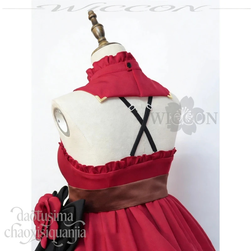 Аниме-игровой проект Sekai Косплей Mikkuu Зимняя рождественская вечеринка Вечернее платье без рукавов Готическая красная шляпа с цветком Лолиты Лук Хэллоуин