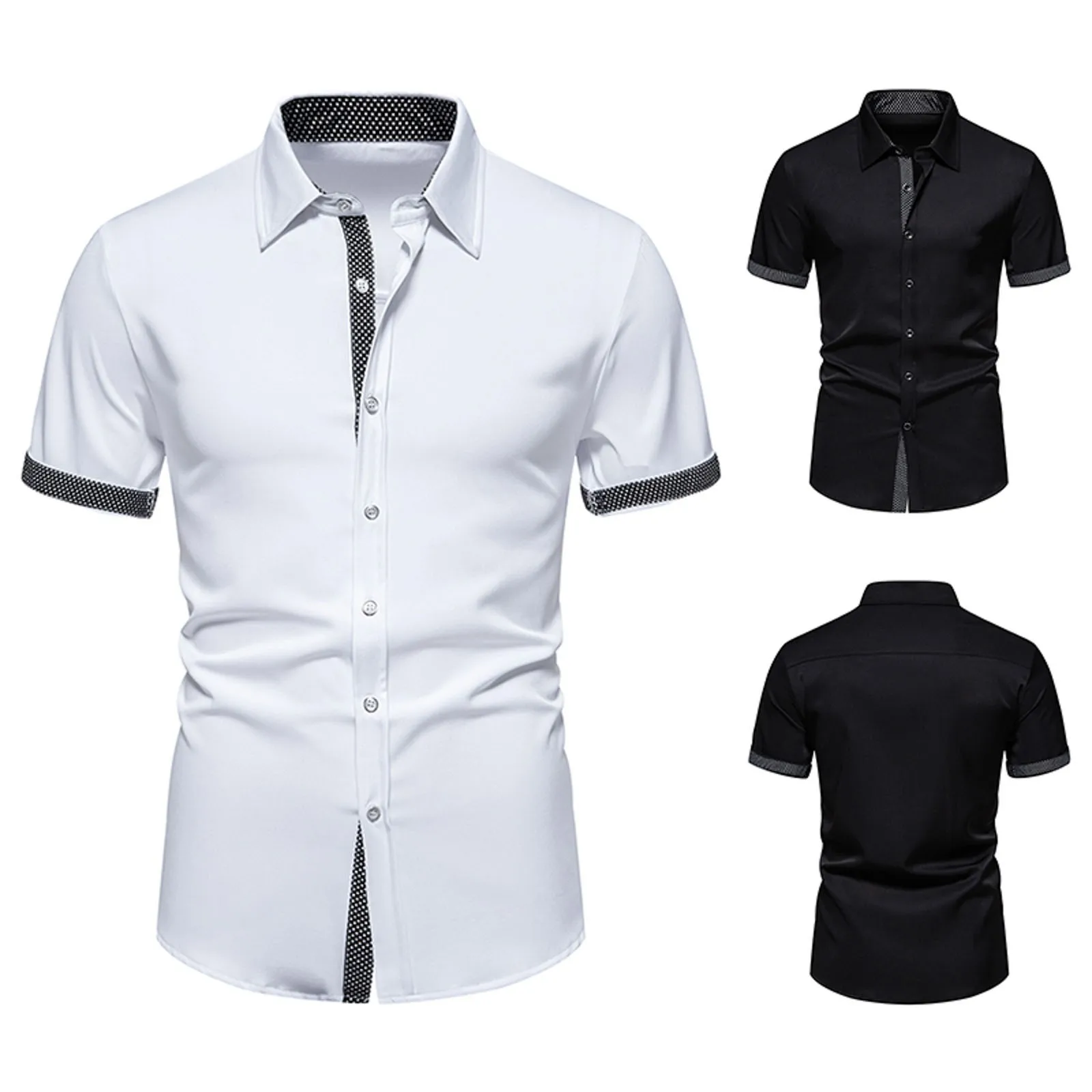Mens Short Sleeved Fashion Casual Cardigan Shirt
