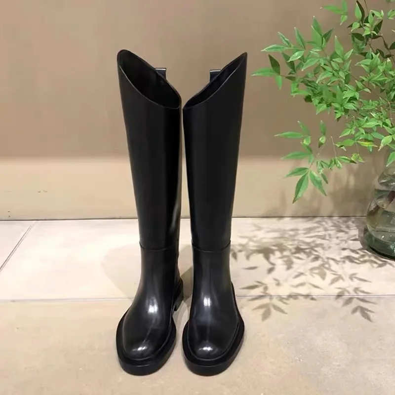 Classic slanted high-top knight boots 2023 thick-soled warm over-the-knee boots for women winter boots